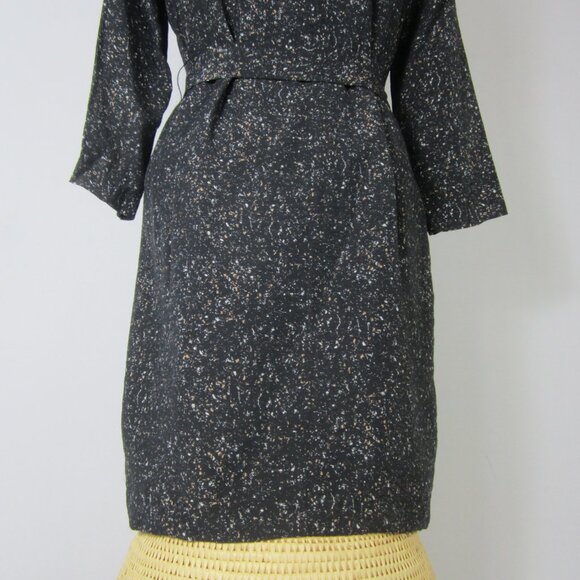 A/X Armani Exchange Women 2 Black Fleck 3/4 Sleeve Dress Sash Belt Pleats XS - Picture 5 of 11